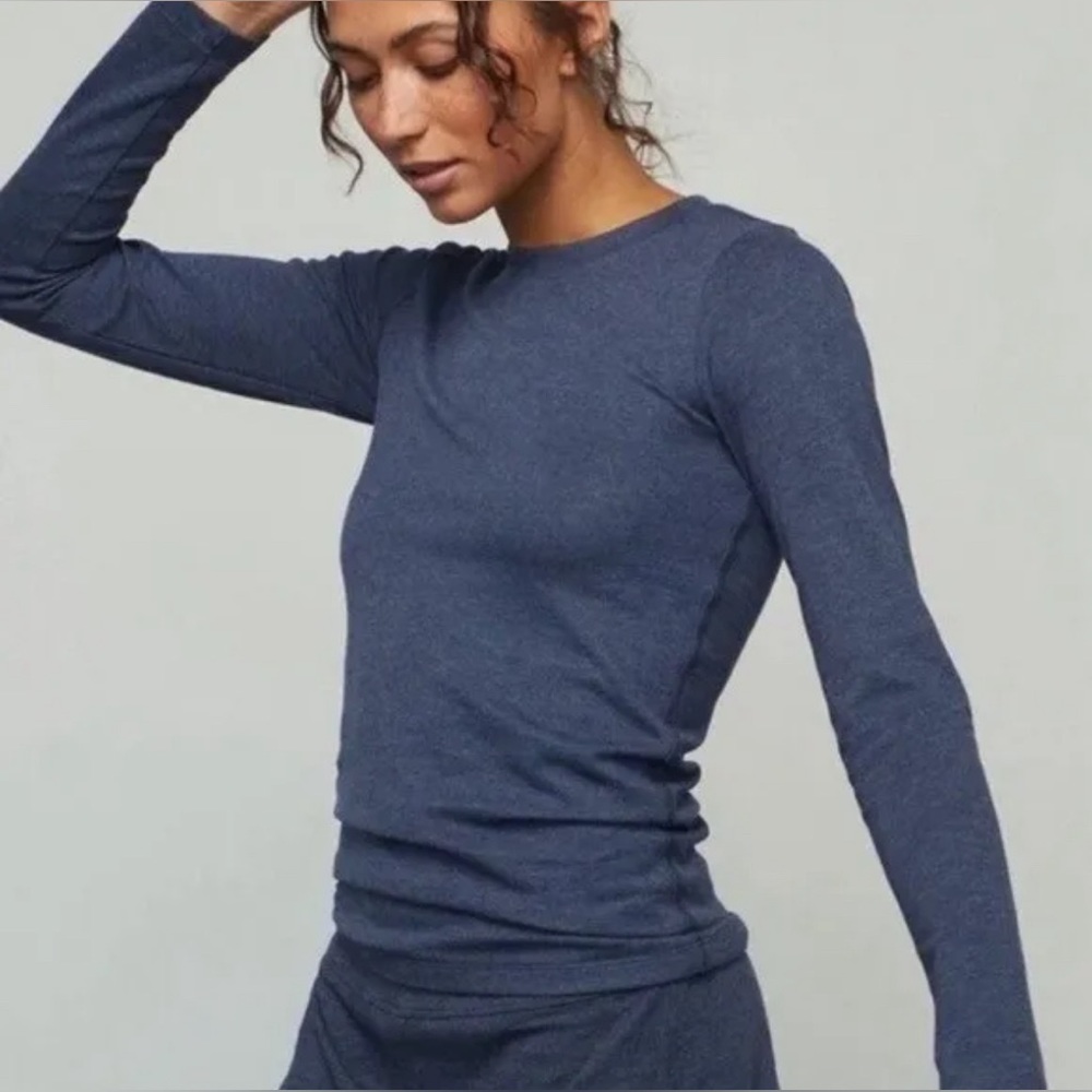 Lunya Restore‎ Base Long Sleeve Blue Crewneck Top NWOT